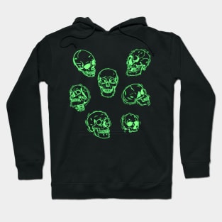 Neon Green Skulls Sketch Study Hoodie